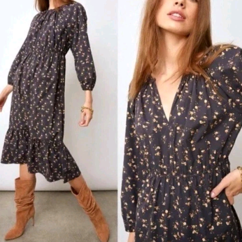 RAILS Women's Size Medium Sal Floral Peasant Midi Dress MSRP $258.00